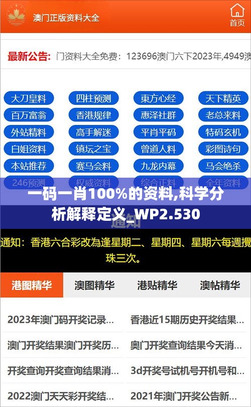 一码一肖100%的资料,科学分析解释定义_WP2.530