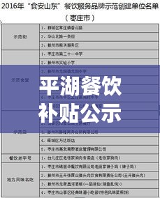 平湖餐饮补贴公示公告最新：平湖餐餐乐电话 