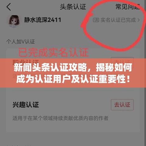 新闻头条认证攻略，揭秘如何成为认证用户及认证重要性！