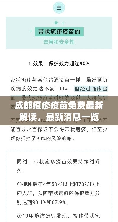 成都疱疹疫苗免费最新解读，最新消息一览