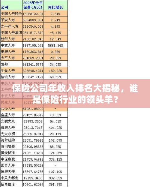 保险公司年收入排名大揭秘，谁是保险行业的领头羊？