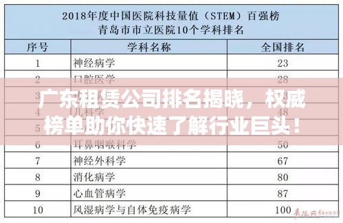广东租赁公司排名揭晓，权威榜单助你快速了解行业巨头！