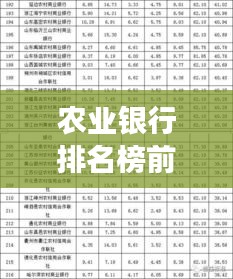 农业银行排名榜前十揭晓，我国银行业的重要力量重磅解读