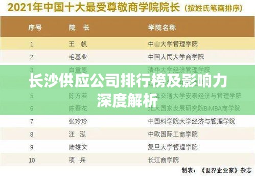长沙供应公司排行榜及影响力深度解析